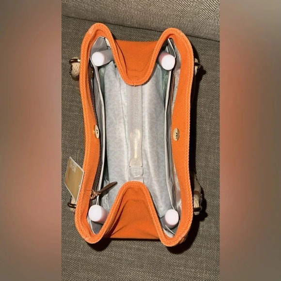 đź’ĄBLK FRI SALE NWT $258 Michael Kors Talia Apricot LG Grab Canvas Tote Purse Bag - Picture 7 of 11